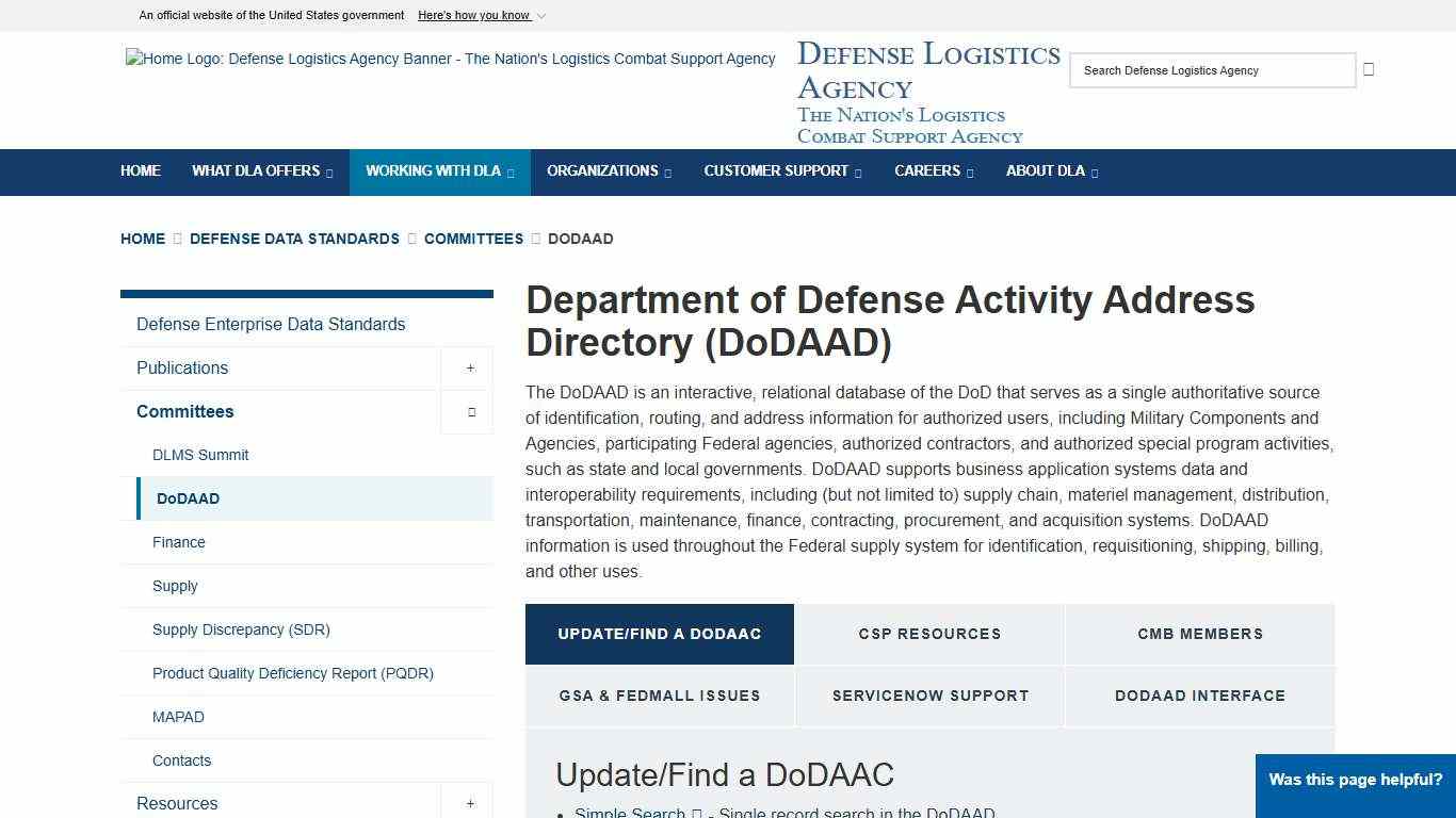 Defense Activity Address Directory